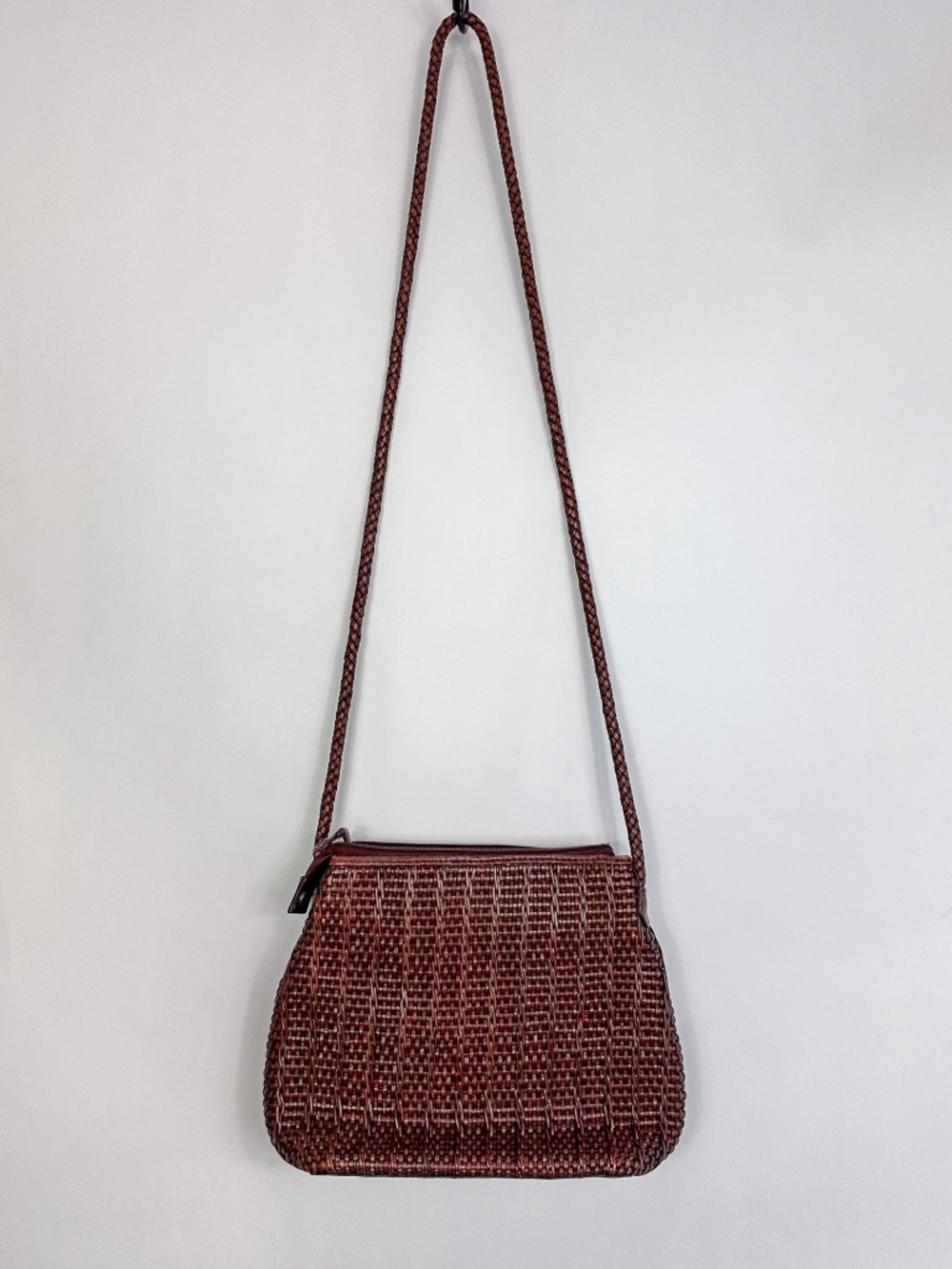 Fossil Brown Braided Leather Crossbody Purse - Picture 7 of 7